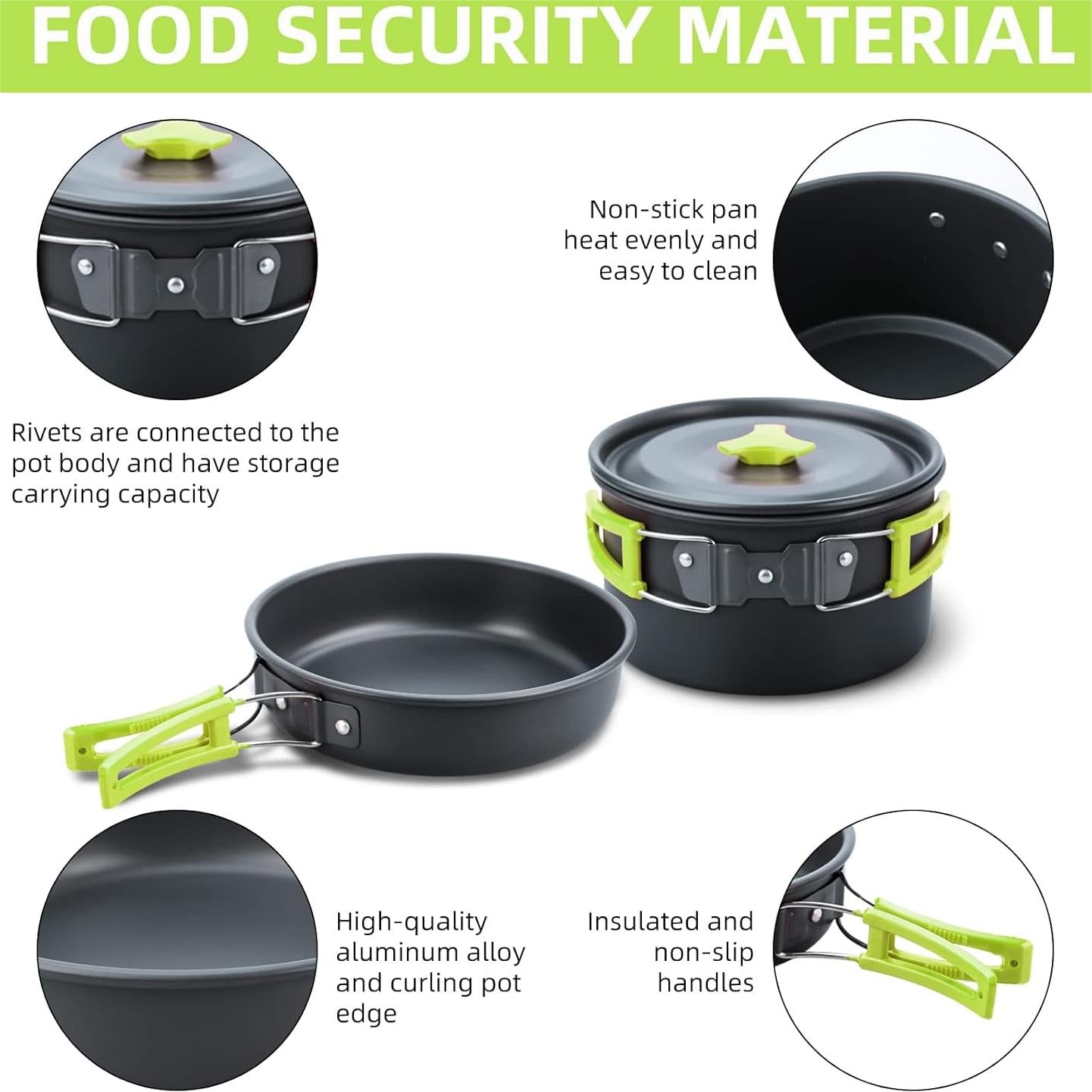 15pcs Camping Cookware Set with Mini Stove, Aluminum Camping Cookware Kit, Folding Camping Cooking Set with Non-stick Pot Pan Teapot Storage Bag for Camping Backpacking Outdoor Cooking Picnic