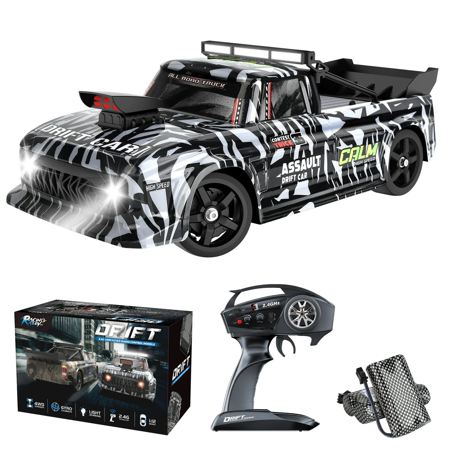 1:12 RC Cars,High Speed Drift Car, 4WD RC Truck,35KM/H Race Car with Gyro 2Pack USB Rechargeable Battery,Playing Up to 40 Minutes