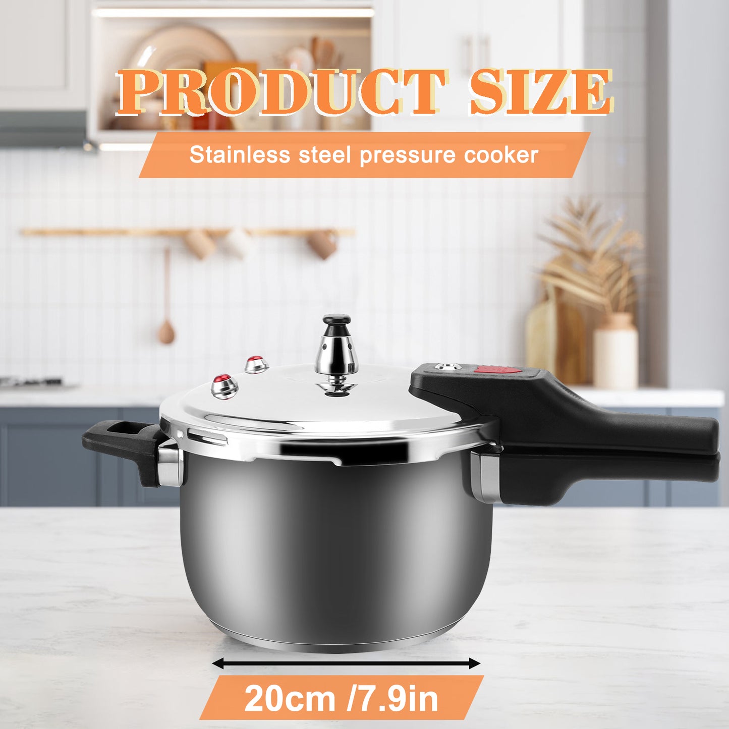 Stainless Steel Pressure Cooker, 4L Stainless Steel Pressure Cooker Cooking Various Foods For Induction Cooker