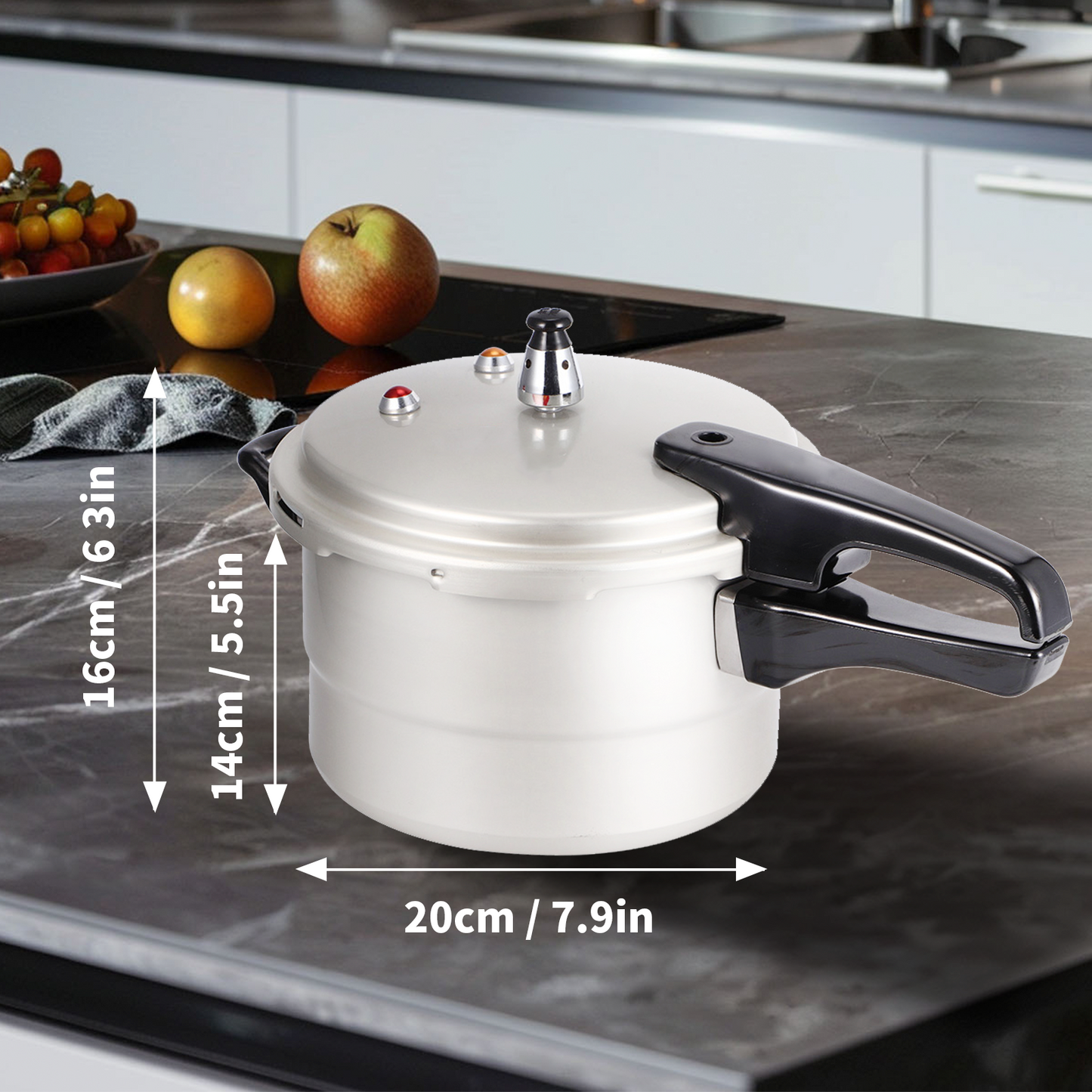 Aluminum Pressure Cooker with Steamed Layer, Fast Cooker Pot, , Explosion Proof for Gas Stove, Silver (9.84 x 9.84 x 7.87 Inches)