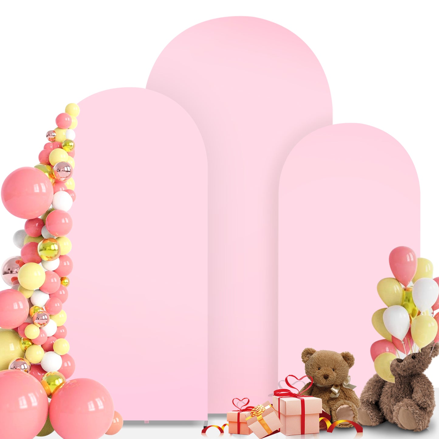 3PCS Wedding Arch Cover Set Spandex Fitted Wedding Arch Stand Covers for U Shaped Round Top Arch Backdrop Stands Cover for Birthday Party Ceremony Banquet Decoration 4ft,5ft,6ft