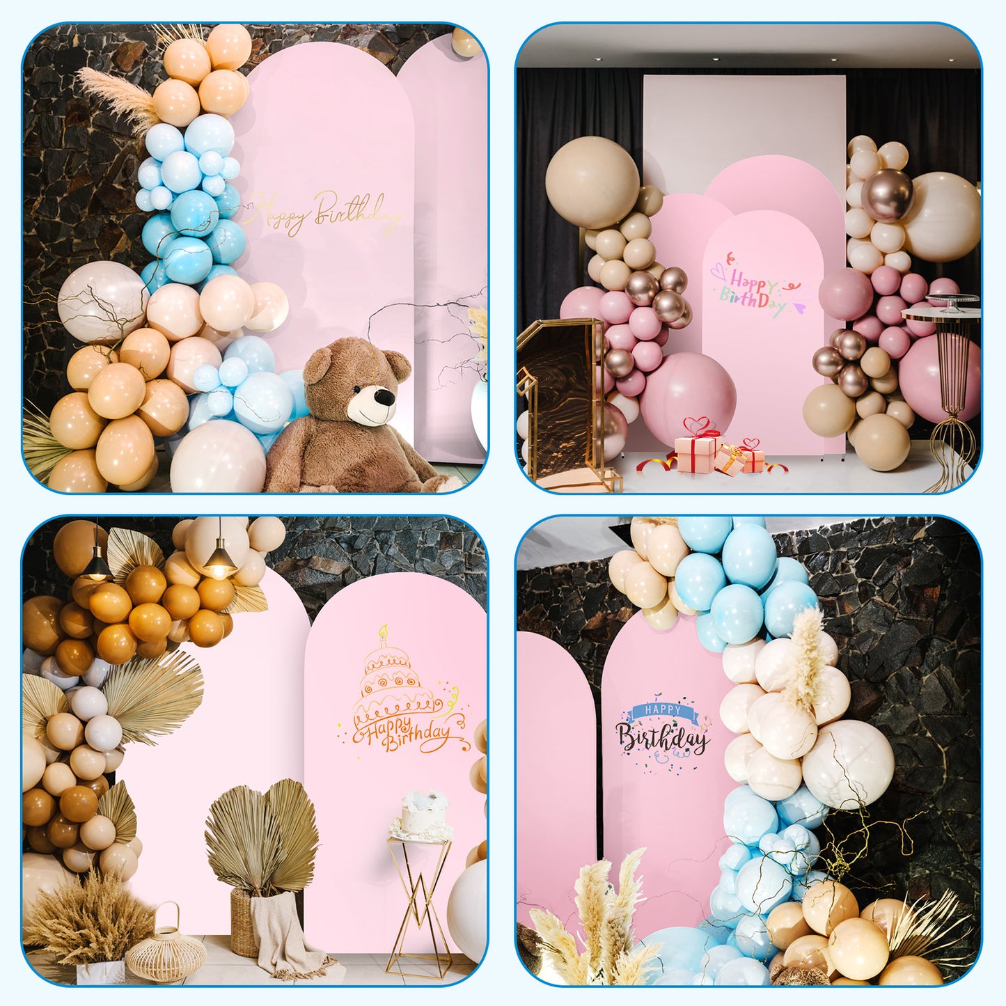 3PCS Wedding Arch Cover Set Spandex Fitted Wedding Arch Stand Covers for U Shaped Round Top Arch Backdrop Stands Cover for Birthday Party Ceremony Banquet Decoration 4ft,5ft,6ft