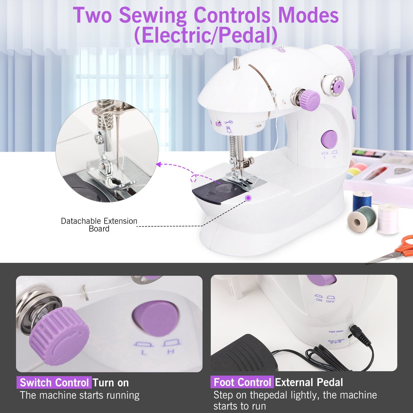 Mini Sewing Machine for Beginners Expansion Board Fast Stitch Suitable for Clothes,Jeans,Cutains,DIY Home Travel