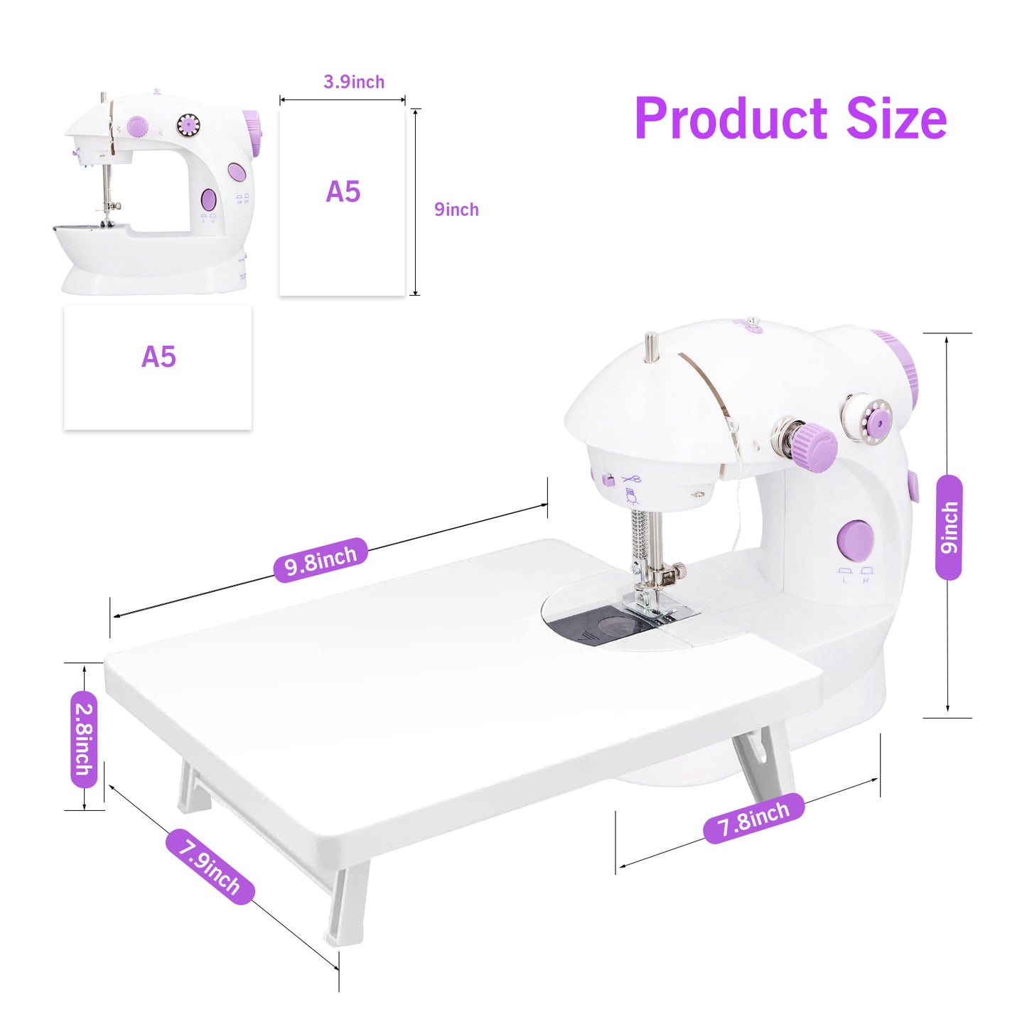 Mini Sewing Machine for Beginners Expansion Board Fast Stitch Suitable for Clothes,Jeans,Cutains,DIY Home Travel