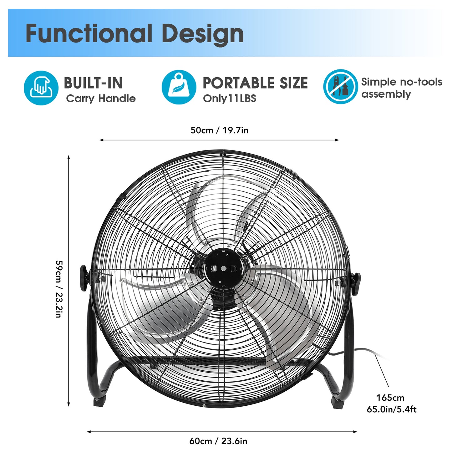 20 Inch Industrial Fan with 4 Speeds 8000CFM Air Circulation Heavy Duty Drum Fan For Warehouse, Workshop, Factory