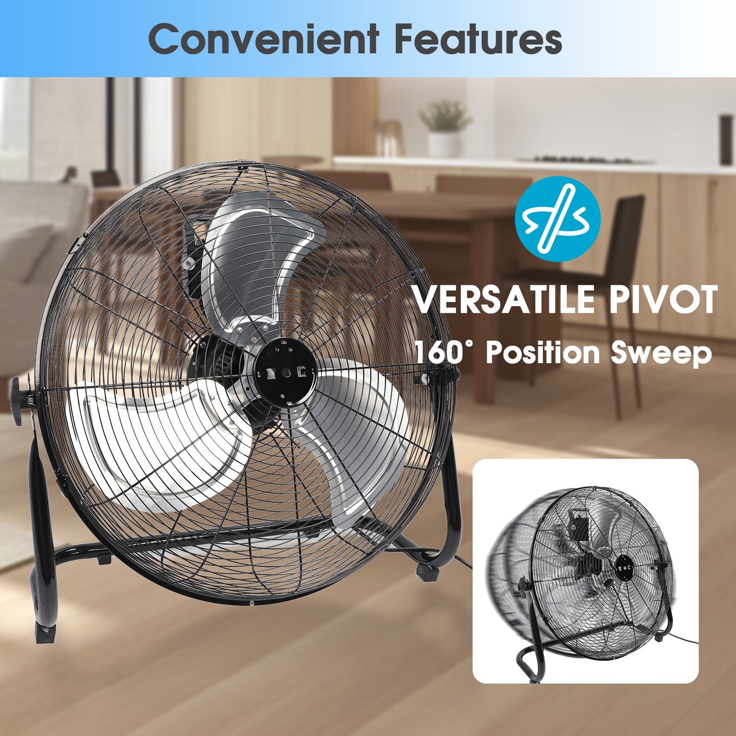 20 Inch Industrial Fan with 4 Speeds 8000CFM Air Circulation Heavy Duty Drum Fan For Warehouse, Workshop, Factory