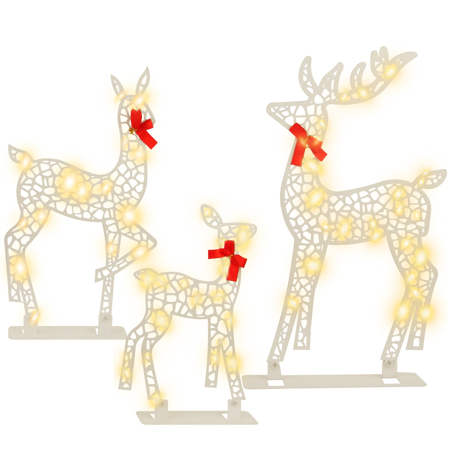 3-Piece Lighted Christmas Deer Set Outdoor Yard Decoration with 360 LED Lights