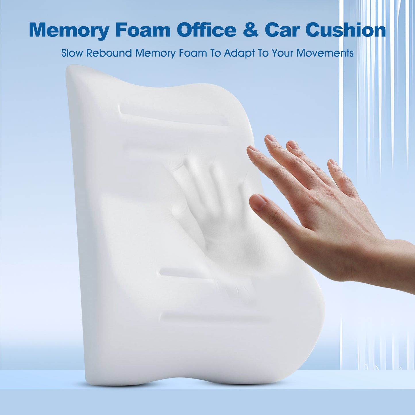 Lumbar Support Pillow,Ergonomic Memory Foam Back Support Pillow for Car, Office Chair,Travel Use,Black