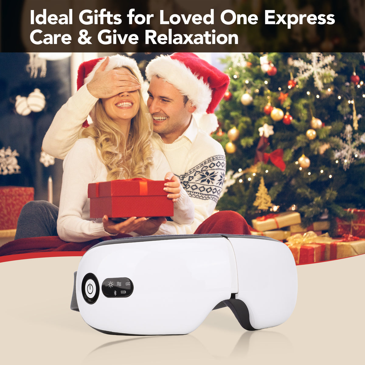 Eye Massager with Heat, Compression & Vibration for Eye Strain Relief, Bluetooth Music, Sleep Aid, Gifts for Women Men