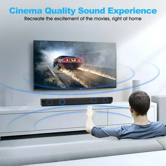 Sound Bar for TV, 40W TV Speaker Soundbar 30 inch Surround Sound System with ARC, Optical, AUX and Remote, Bluetooth 5.0 Stereo Sound for Home Theater PC Gaming Projectors, Wall Mountable