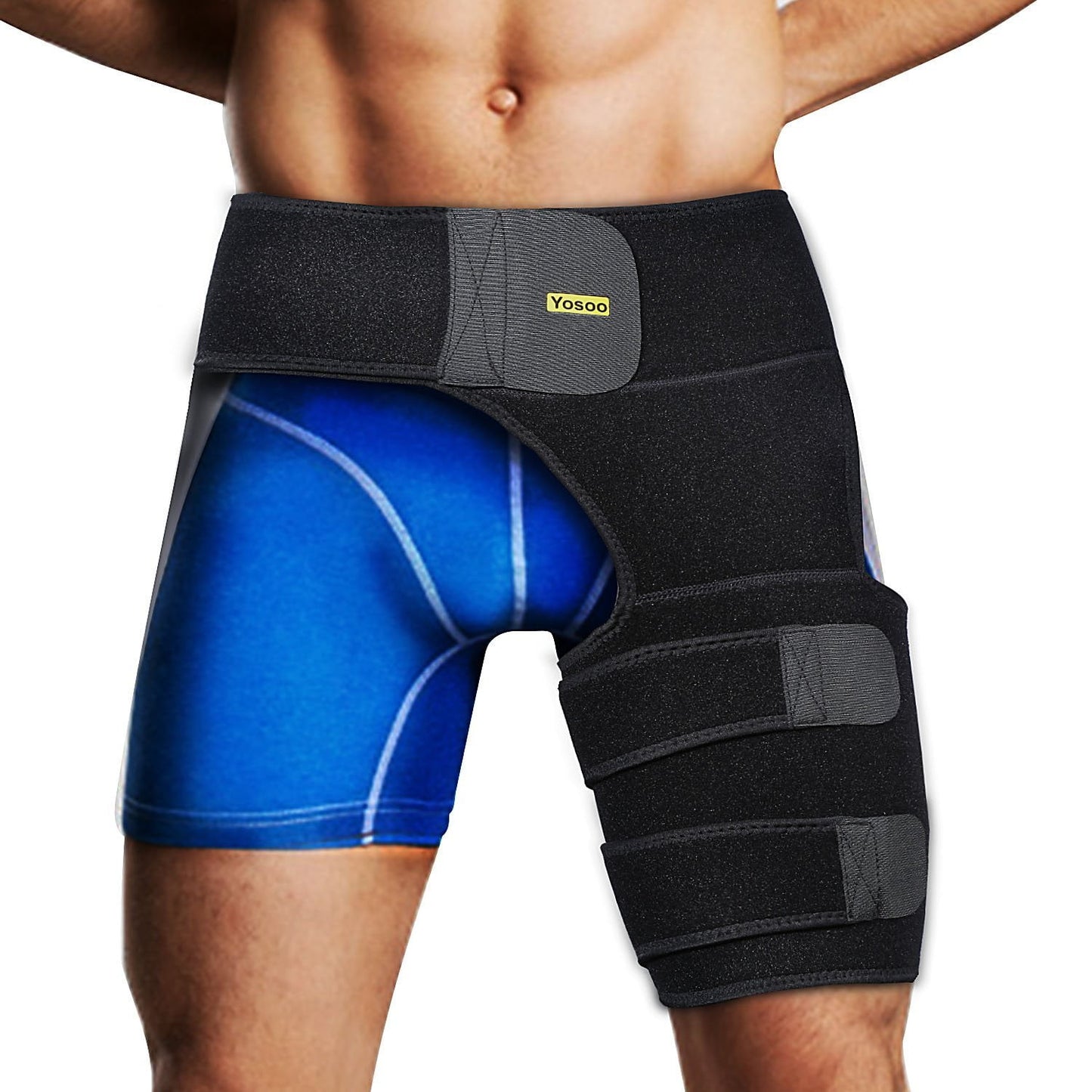 Hip Brace Thigh Compression Sleeve Hamstring Support Wrap Adjustable Neoprene Groin Wrap Great for Running, Sports, Groin Pulls, Pulled Muscles, Sciatic Nerve Pain Relief, Hip Flexor for Men Women