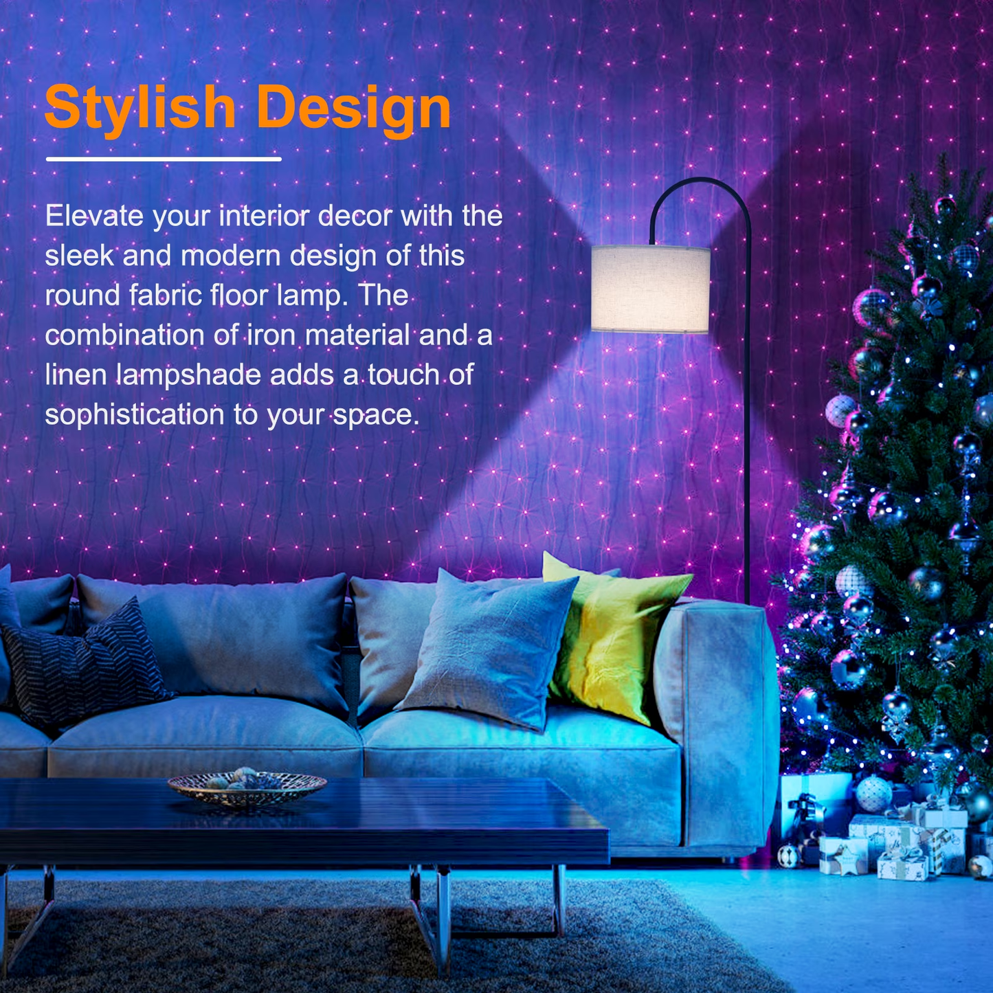 Modern Standing Lamp, Floor Lamp for Living Room, Hanging Shade and 3 Color Temperatures 12W Bulb for Bedroom, Study Room, Office