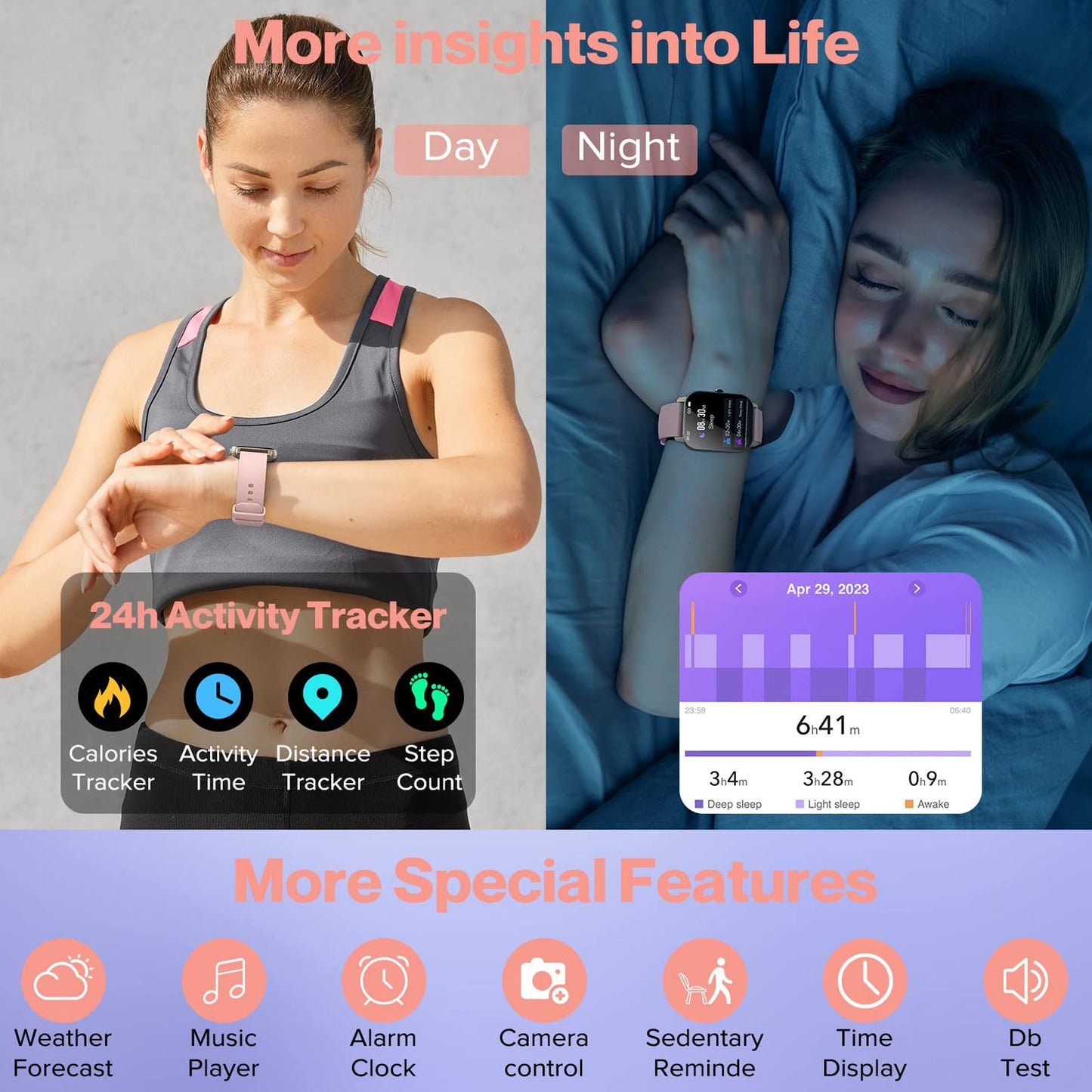 Smart Watch for Women Men, 1.96" Smartwatch (Answer/Make Call) for Android & iPhone, Fitness Tracker with 100+ Sport Modes, IP67 Waterproof Activity Tracker Sleep Monitor/Pedometer/Calories