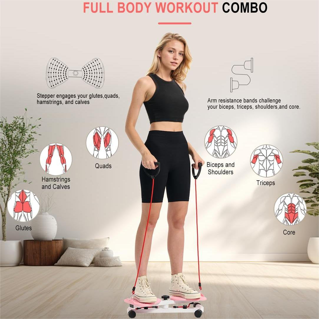 Slim Waist Twister, 300 lbs Silent Ab Toner Machine for Women, Core Workout Board Exercise Twist Boards, Home Gym Equipment for Hourglass Figure, Balance Board for Foot Massage and Weight Loss(Pink)