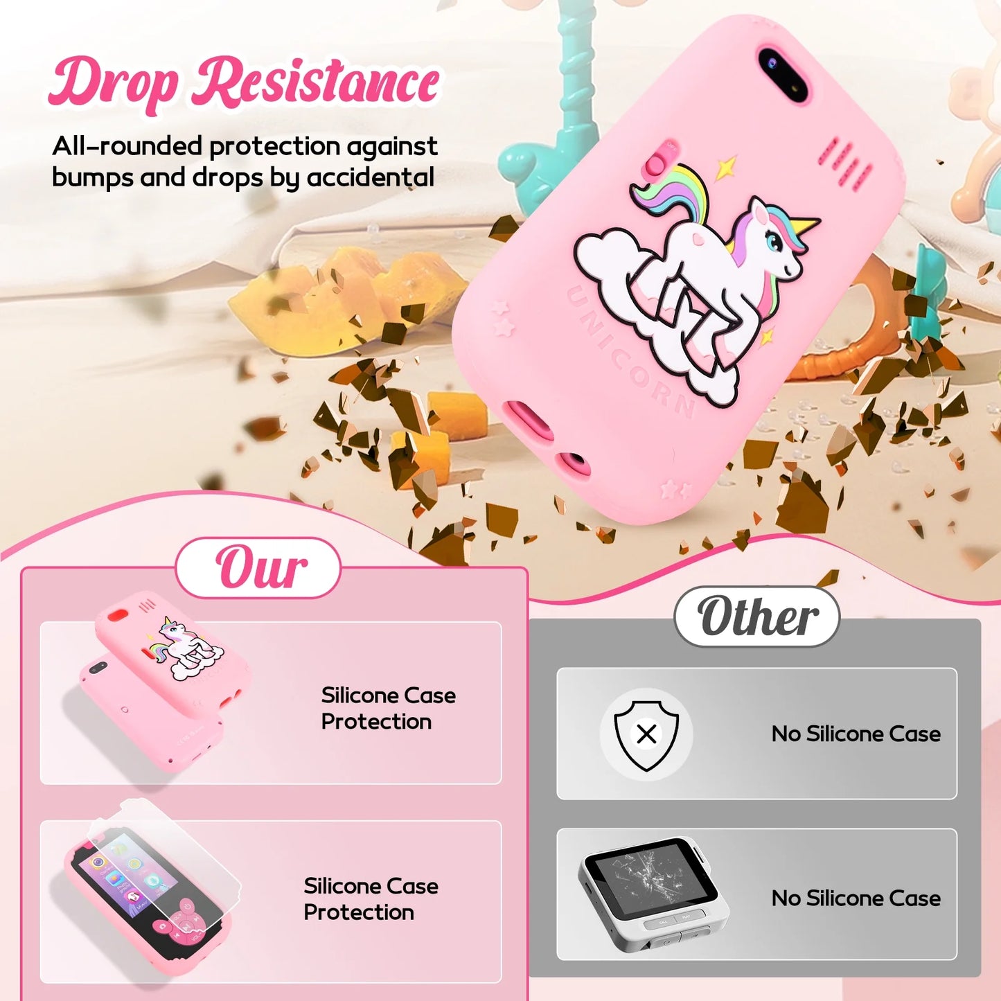 Kids Smart Phone Toys for Girls Ages 3-7 with Dual Camera, 2.8" Touchscreen Toddler Phone with Learning Games, Video Player Travel Toys with MP3 Music Player for Christmas Birthday Gifts, Pink