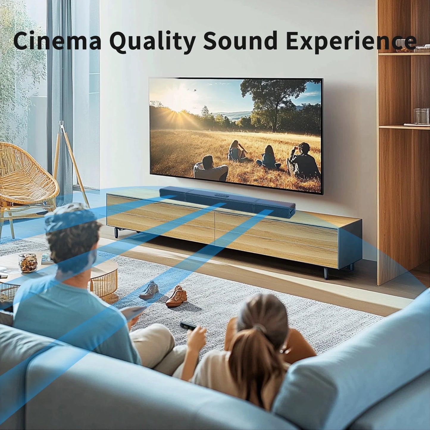 3 in 1 Detachable Sound Bar for TV, 100W Split Soundbars Bluetooth 5.0 Surround Sound System for TV Home Audio 36" Soundbar Speaker, ARC/Optical/AUX Connection & Remote, 6 EQ Modes, Wall Mount