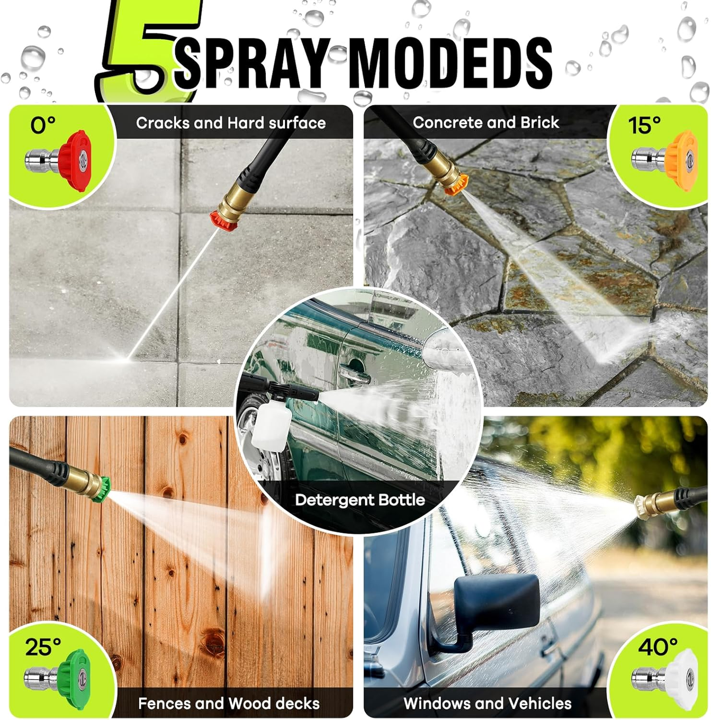 Electric Pressure Washer 3500PSI 2.8GPM 32FT Power Cord 32FT Hose High Pressure Cleaning Machine with 4 Nozzles for Car Washing