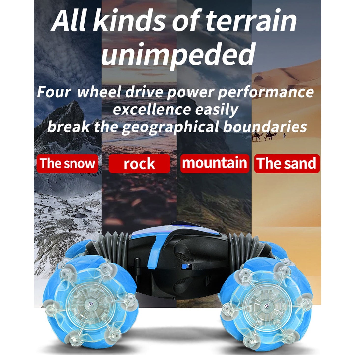 FAGINEY Gesture Sensing RC Stunt Car 4WD 2.4G Gesture Controlled Remote Control Off Road Car Toy for Kids Blue