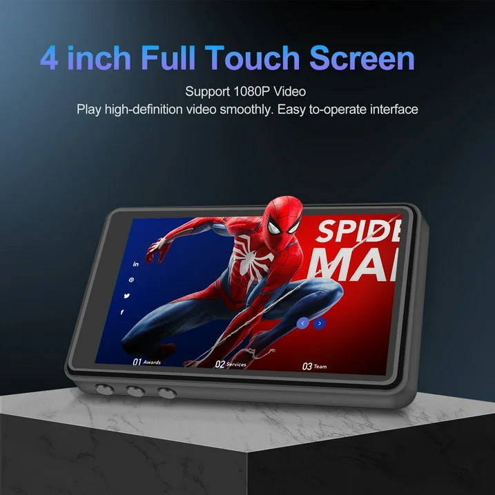 16GB Mp3 Player with Bluetooth, 4.0" Touchscreen Music Player with Speaker, Portable HiFi Sound MP4 MP3 Player with Earphones, Voice Recorder, E-book, Picture, Up to 256 GB, Black