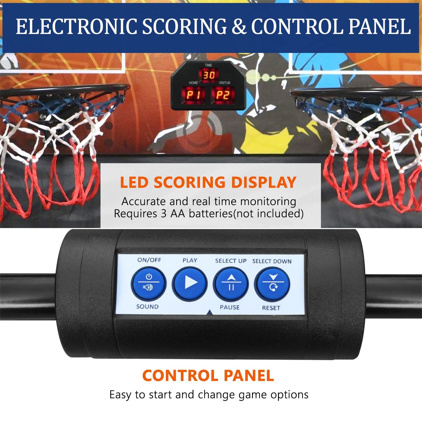 Dual Shot Basketball Arcade Game, Foldable Indoor Electronic Arcade Basketball Game with 4 Balls, 8 Modes, LED Scoreboard, Air Pump, Battery Powered for Kids Adults, Black