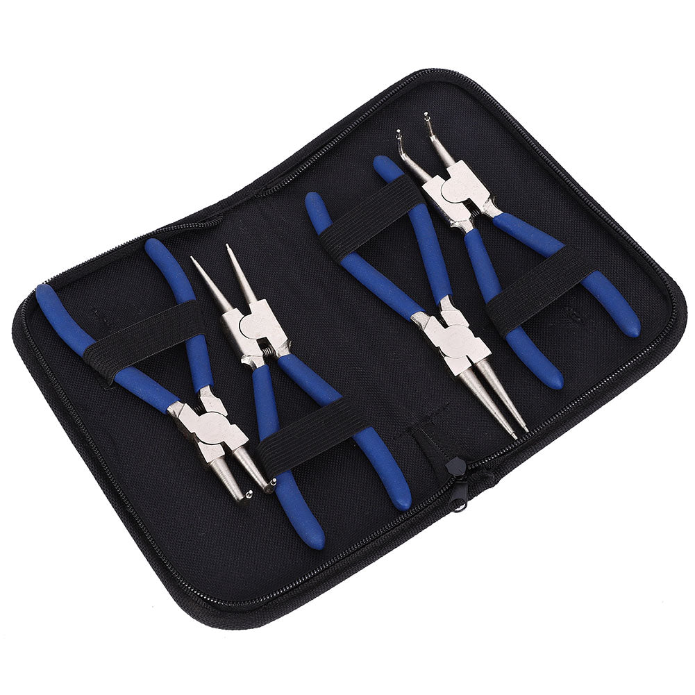 4pc Professional 7 Internal External Straight Bent Circlip Snap Ring Pliers Set