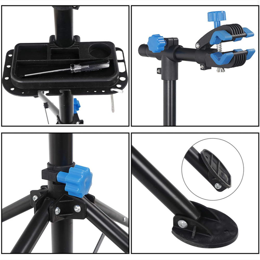 Bike Repair Stand, Max 66LB Bicycle Repair Stand, 41"-75" Adjustable Height Bike Maintenance Workstand with Magnetic Tool Tray, Aluminum Portable Foldable Bike Work Stand for Mountain Road Bike E-bike