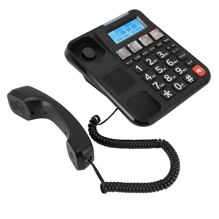 Expandable Corded/Cordless Phone System with Answering Machine, Big Button Senior Phone with Caller ID/Call Blocking & Handset/Amplified Speakerphones, Landline Business Telephones, Black
