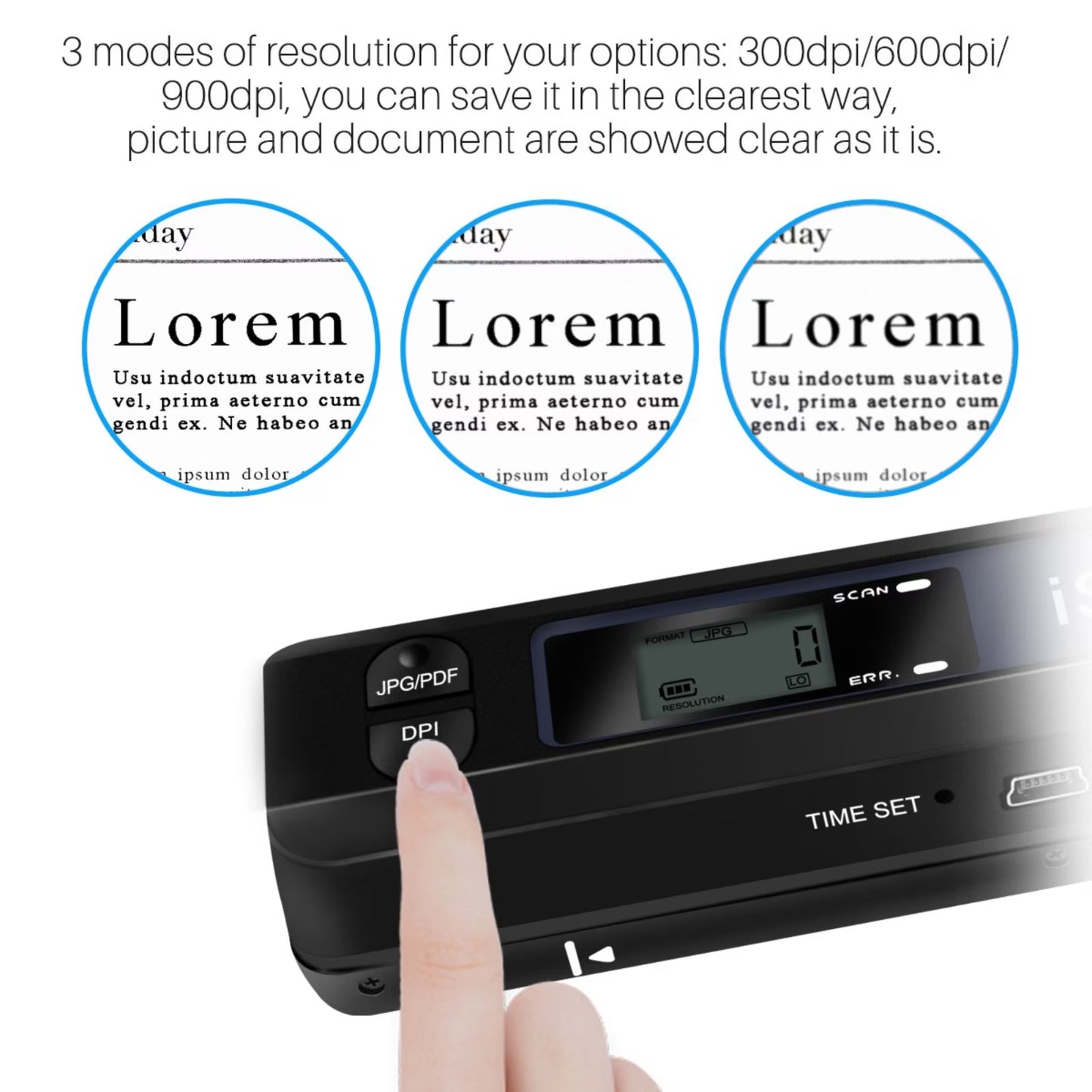 Portable Scanner A4 Document Handheld Scanner 900DPI JPG PDF Formate for Business Picture, Black