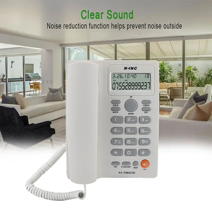 Landline Phones Dual Interface Wired Telephone with Caller ID for Office, Front Desk, Hotel, Seniors, Big Button Corded Landline Home Phones (White)
