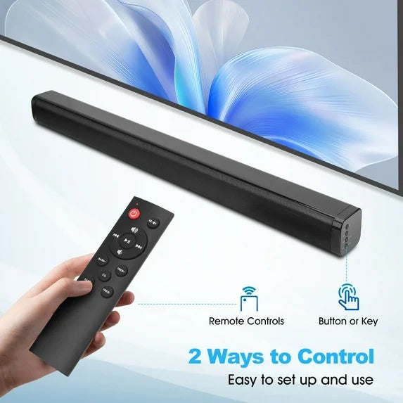 Sound Bar for TV, 40W TV Speaker Soundbar 30 inch Surround Sound System with ARC, Optical, AUX and Remote, Bluetooth 5.0 Stereo Sound for Home Theater PC Gaming Projectors, Wall Mountable