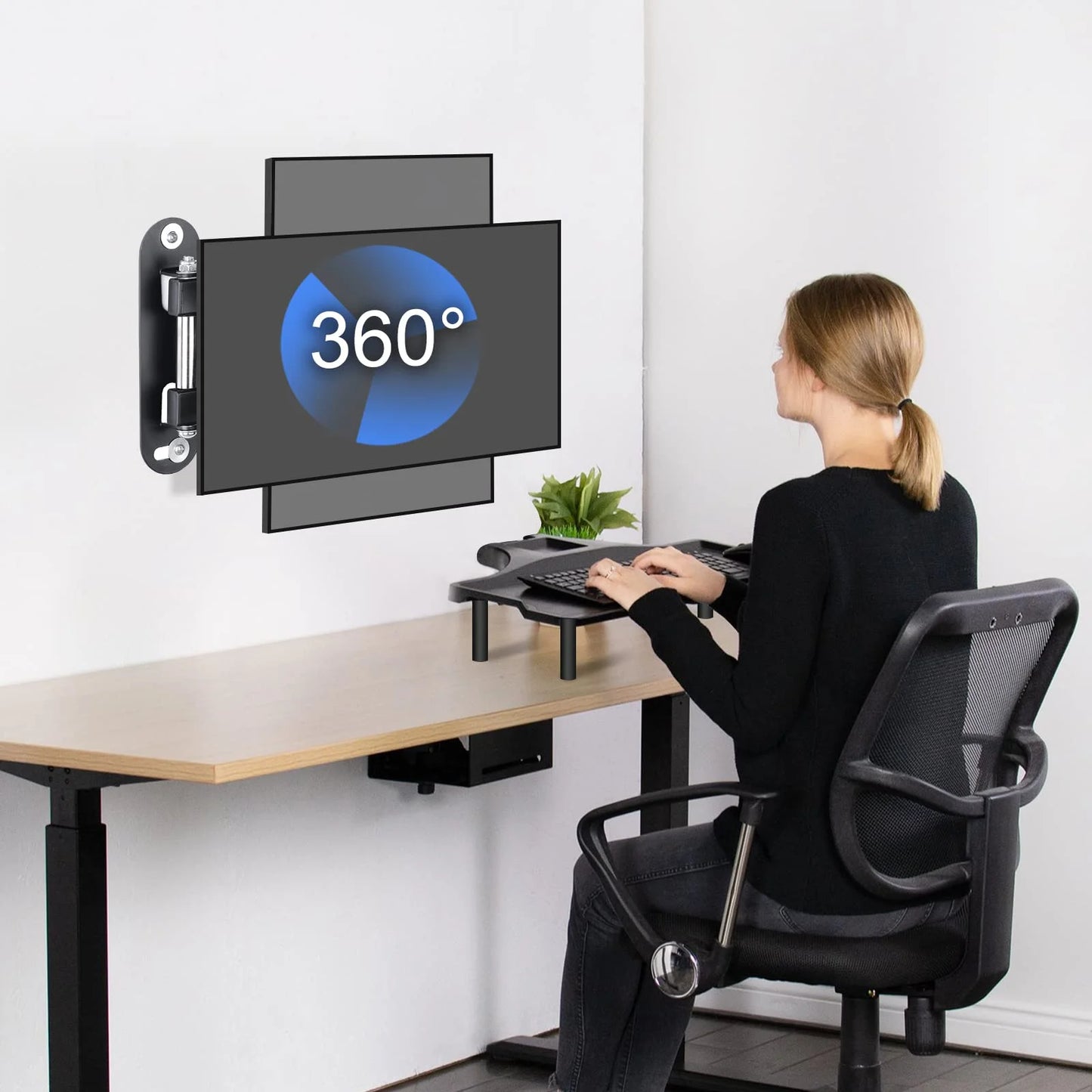 Full Motion TV Wall Mount, Universal Single Stud Corner Bracket for 13-32 inch TVs, Monitor Wall Mount for LCD Monitor Swivel Tilt Extension Rotation Articulating, VESA 100x100mm/75x75mm, up to 33LBS
