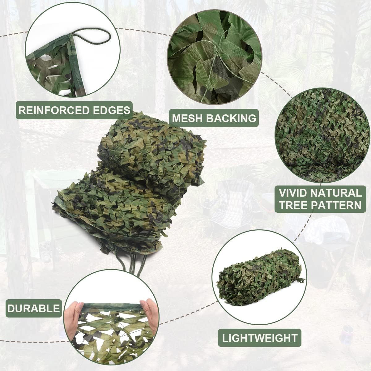 Eotvia Camo Netting Camouflage Netting, 2 PACK 3.28ft x 6.56ft 3D Leaf Mesh Backing Oxford Fabric Camo Net Military Hunting Blind for Deer Stand, Party Decorations, Photograph, Car Cover, Sun Shade