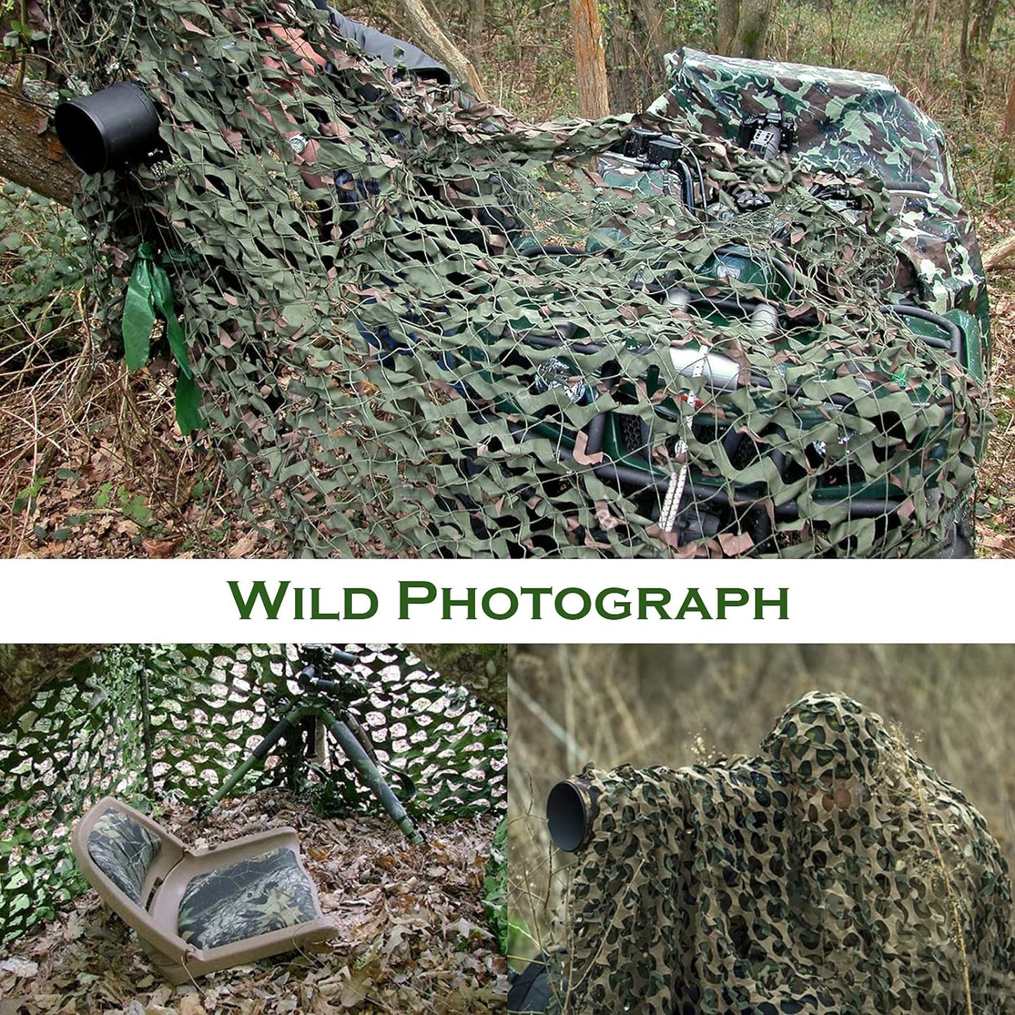 Eotvia Camo Netting Camouflage Netting, 2 PACK 3.28ft x 6.56ft 3D Leaf Mesh Backing Oxford Fabric Camo Net Military Hunting Blind for Deer Stand, Party Decorations, Photograph, Car Cover, Sun Shade