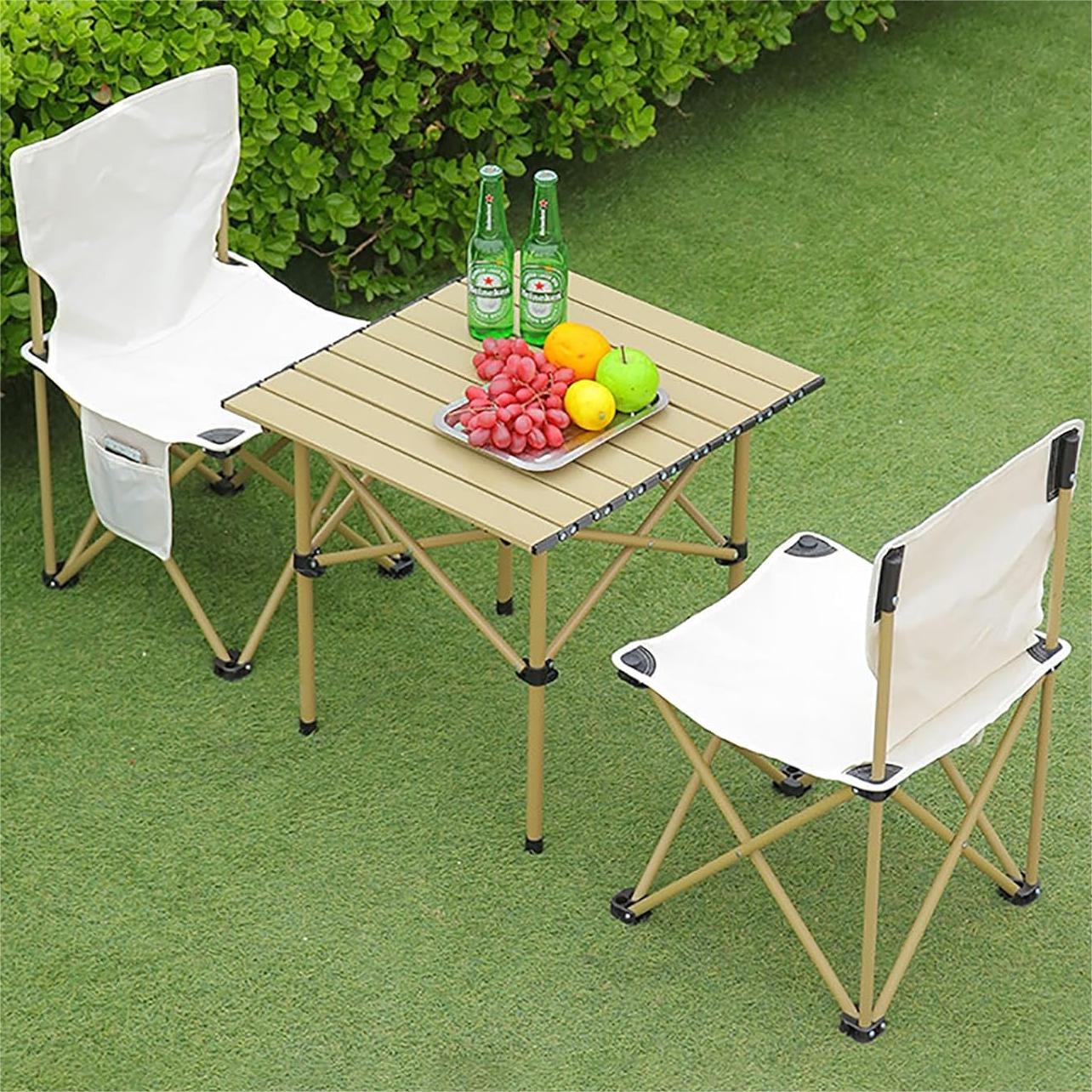 Folding Camping Chairs Camping Table Chairs Set High Load Bearing Portable Folding Aluminum Alloy Camping Square Table Chairs With Storage Bags For Outdoor