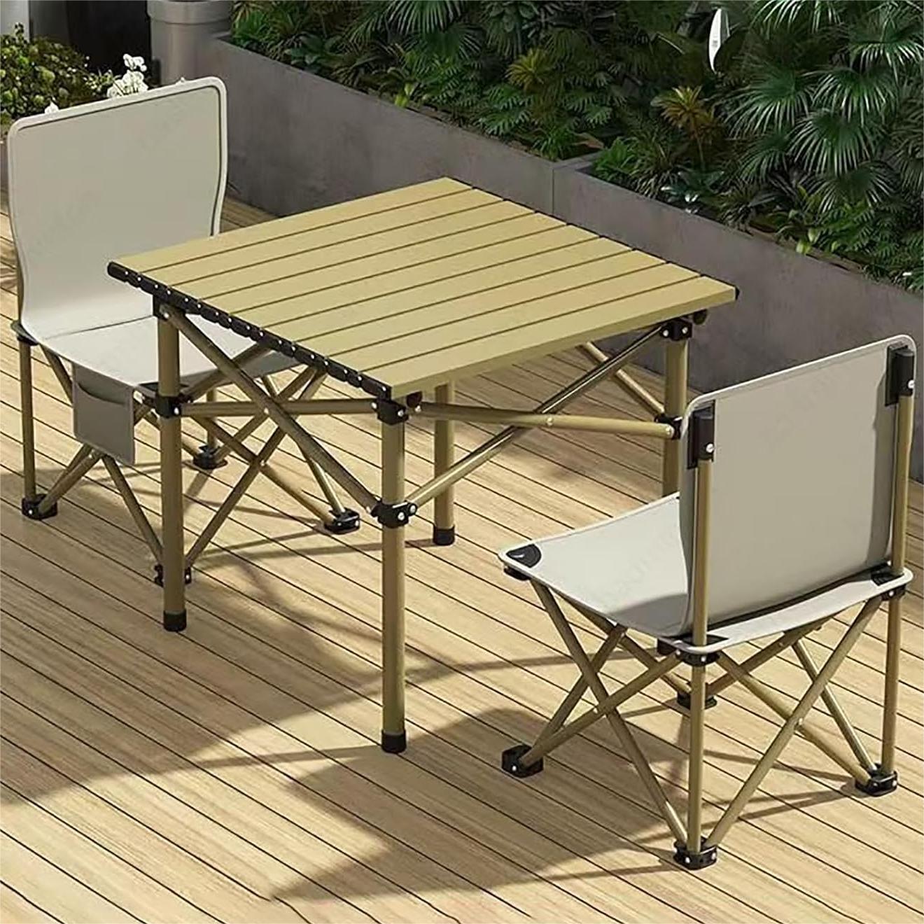 Folding Camping Chairs Camping Table Chairs Set High Load Bearing Portable Folding Aluminum Alloy Camping Square Table Chairs With Storage Bags For Outdoor