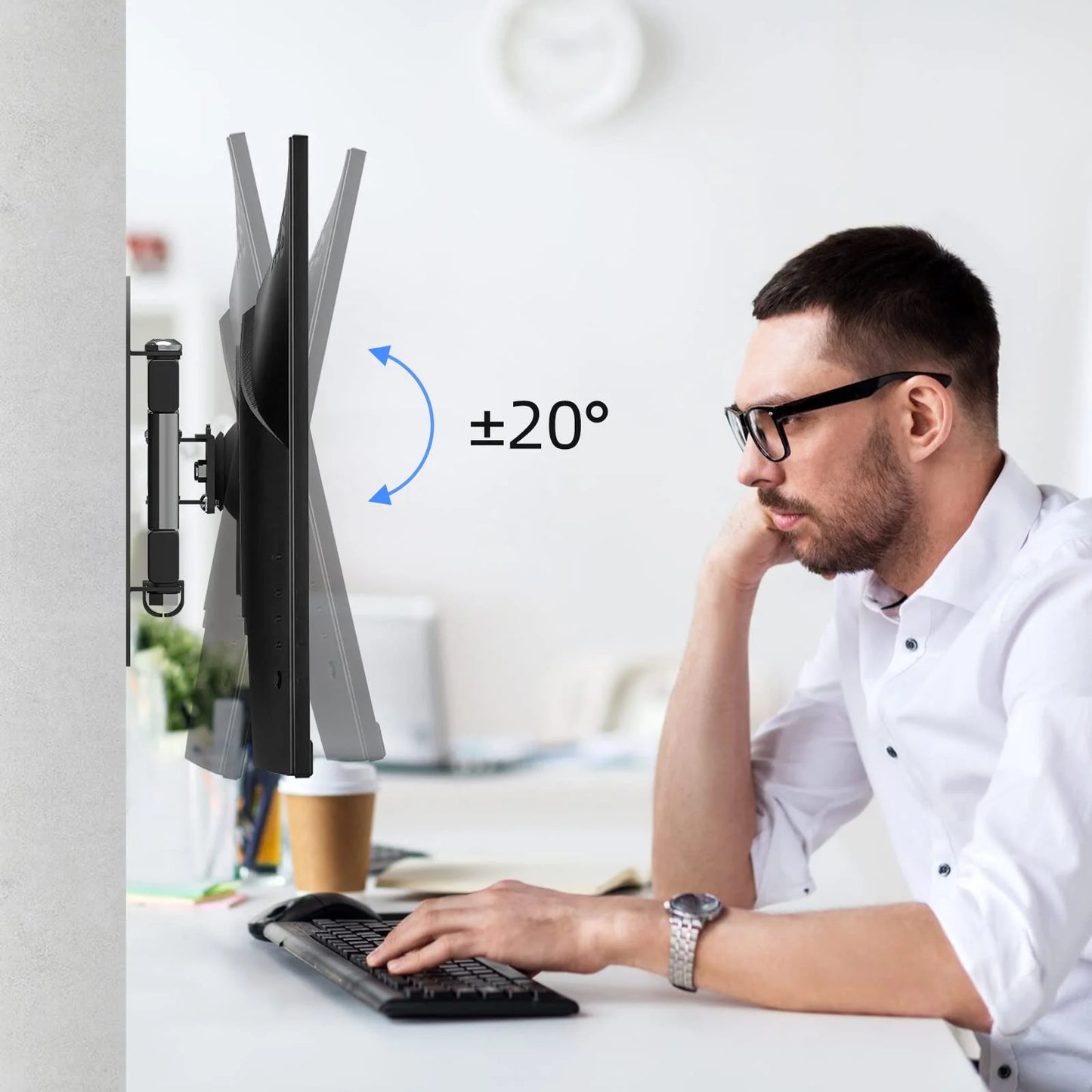 Full Motion TV Wall Mount, Universal Single Stud Corner Bracket for 13-32 inch TVs, Monitor Wall Mount for LCD Monitor Swivel Tilt Extension Rotation Articulating, VESA 100x100mm/75x75mm, up to 33LBS