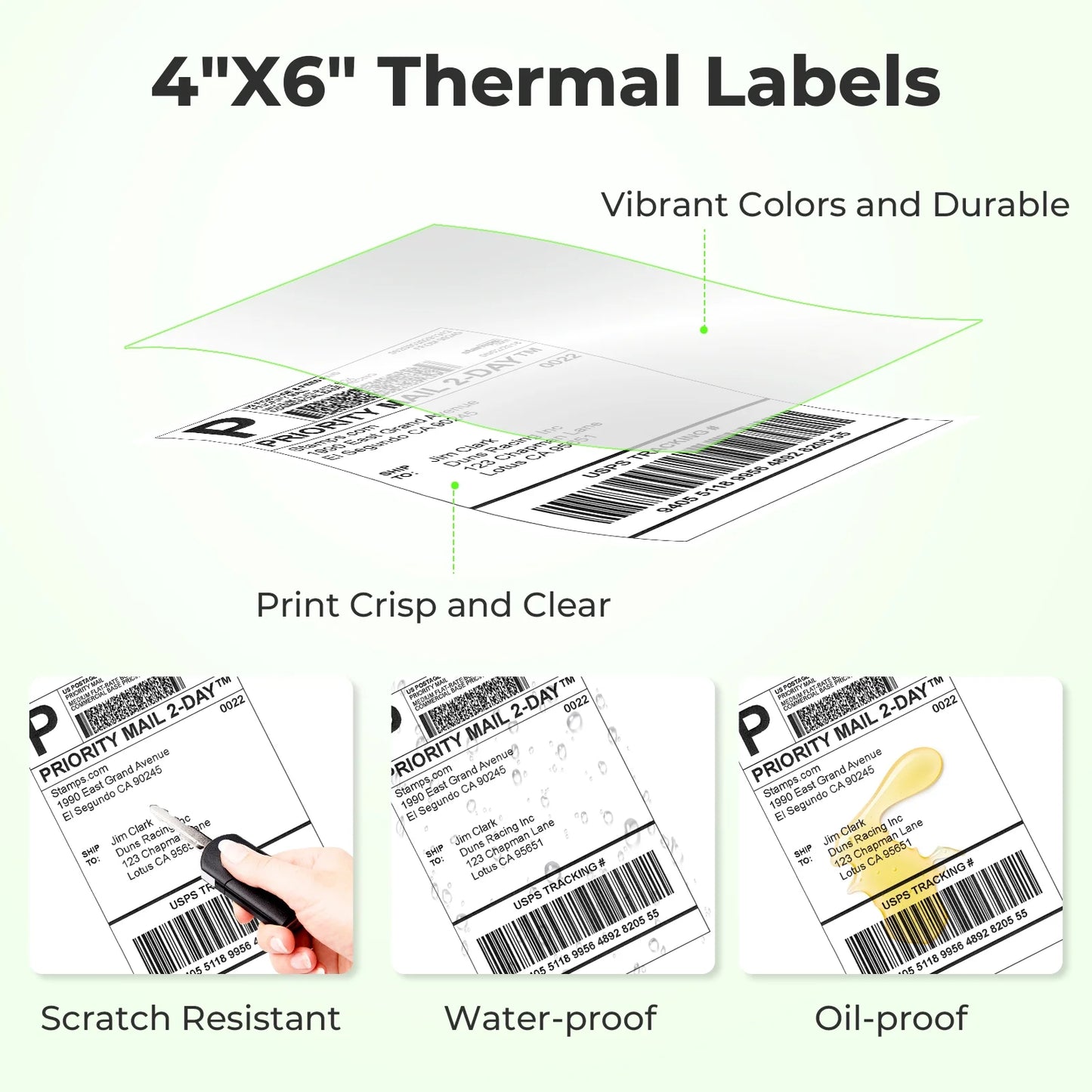 4" x 6" Direct Thermal Labels, 500 Pcs/1 Rolls Shipping Labels Roll for Shipping & Mailing, Commercial Grade Perforated White and Permanent Adhesive, Compatible with Most Thermal Printers