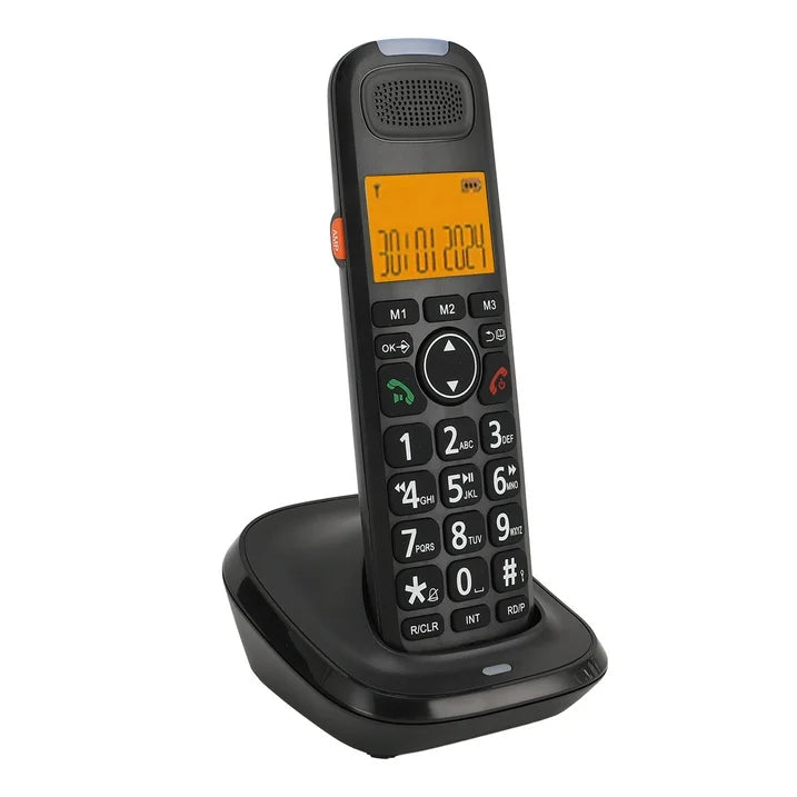 Expandable Corded/Cordless Phone System with Answering Machine, Big Button Senior Phone with Caller ID/Call Blocking & Handset/Amplified Speakerphones, Landline Business Telephones, Black