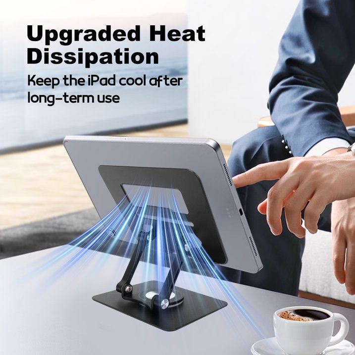 Tablet Stand for Desk, Adjustable Tablet Holder for iPad Holder Dorm College Essentials Portable 360 Rotating Display Stand PC Office Accessories, Compatible with 4-12.9" iPad Tablet iPhone, Black