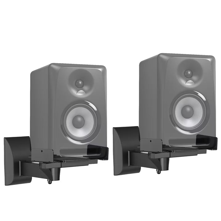 Speaker Wall Mounts, Dual Side Clamping Bookshelf Mounting Bracket, Speaker Mounts for Surround Sound, Universal Bookshelf Speaker Mount for Living Room/Home Theater, Hold up to 55 lbs, 1 Pair, Black