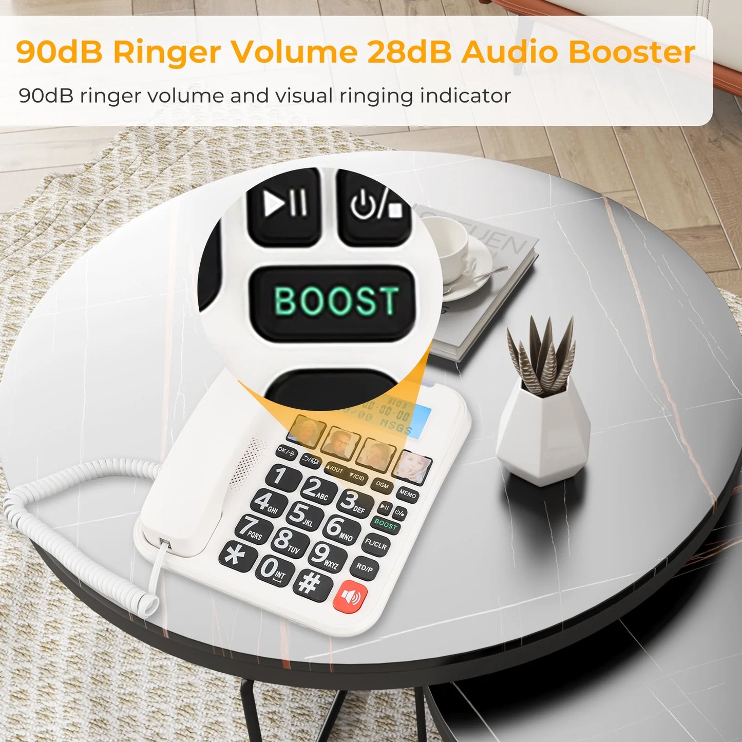 Expandable Corded/Cordless Phone System with Answering Machine, Big Button Senior Phone with Caller ID/Call Blocking & Handset/Amplified Speakerphones, Landline Business Telephones, Black