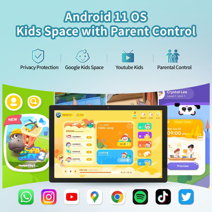 10.1 inch Tablets 8GB RAM 128GB ROM 512GB Expand Android 11 Tablet, 1920x1080 HD Touchscreen, 8MP+16MP Dual Camera, 7000mAh Battery, 8-Core Processor, WiFi Bluetooth, Gray