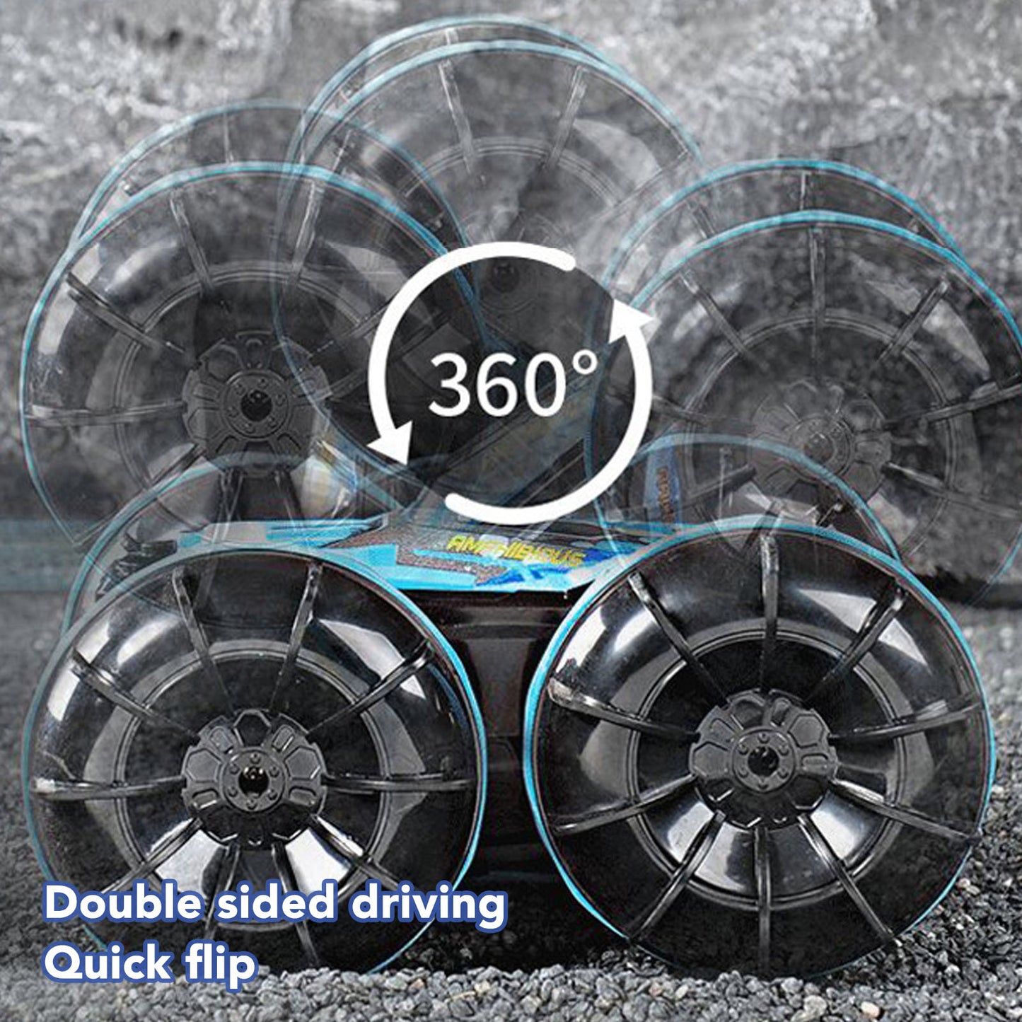 FAGINEY Amphibious Stunt RC Car Waterproof Electric Wireless Amphibious Remote Control Car Blue