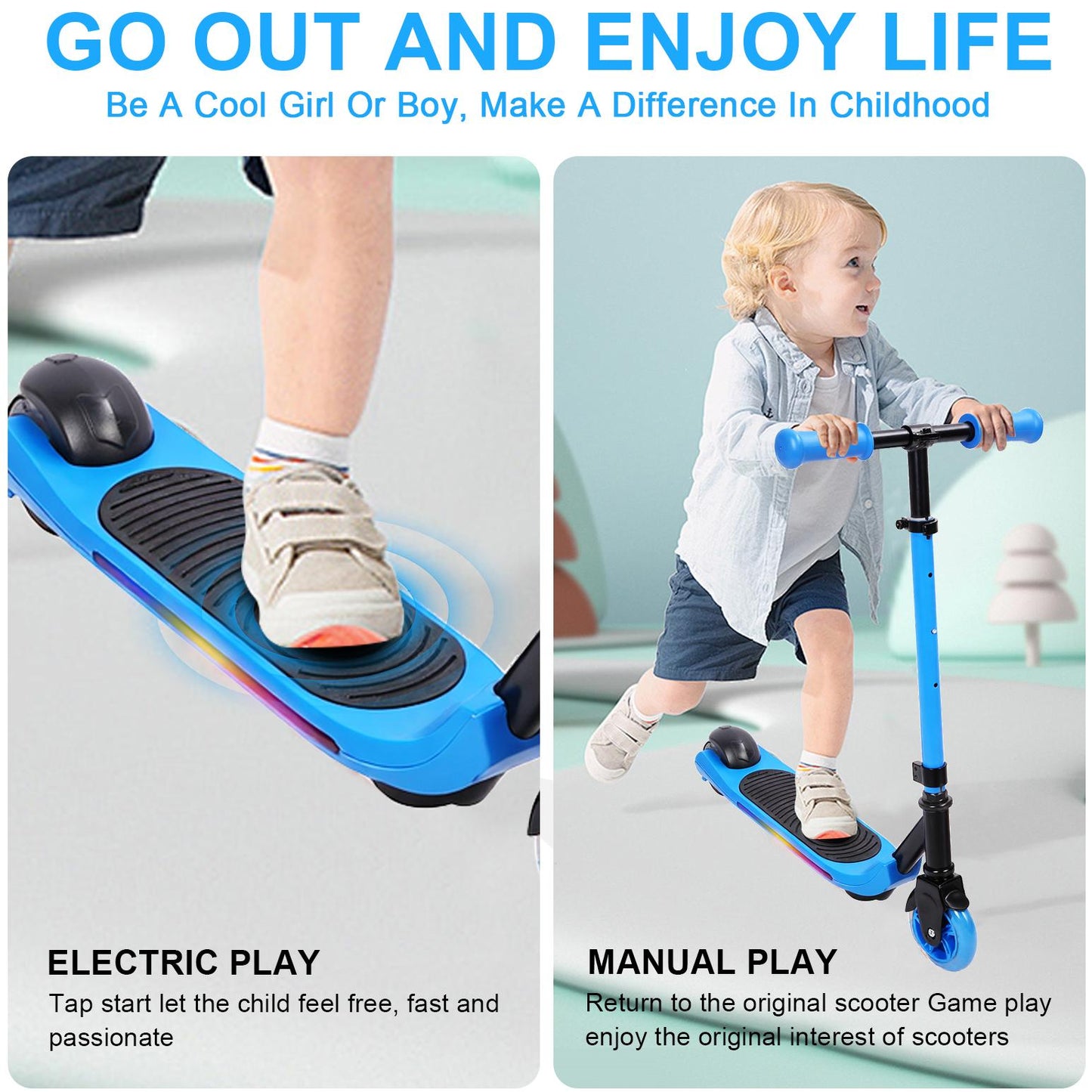 Electric Scooter With Flash Wheels Electric Scooter Foot Brake Mechanical Brake Height Adjustable Portable Electric Scooter With 2 Flash Wheels For Outdoor
