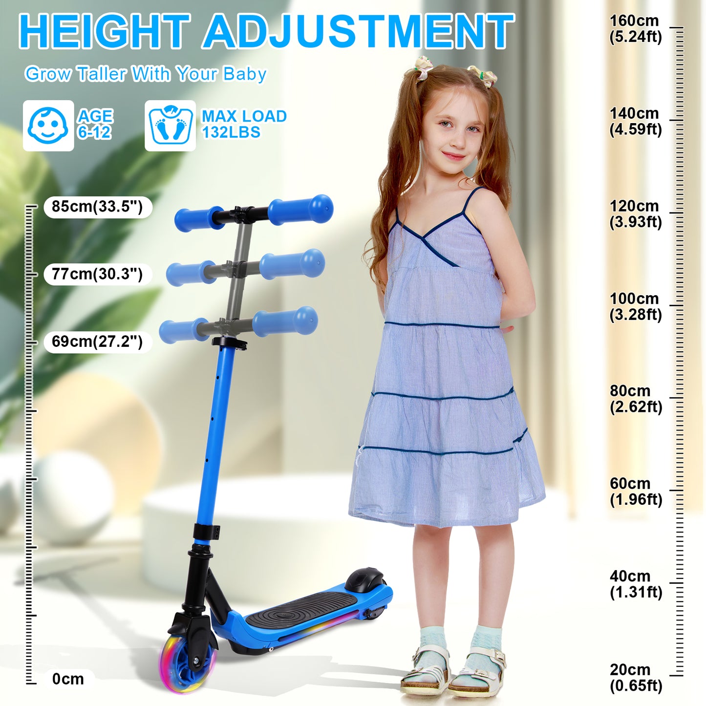 Electric Scooter With Flash Wheels Electric Scooter Foot Brake Mechanical Brake Height Adjustable Portable Electric Scooter With 2 Flash Wheels For Outdoor