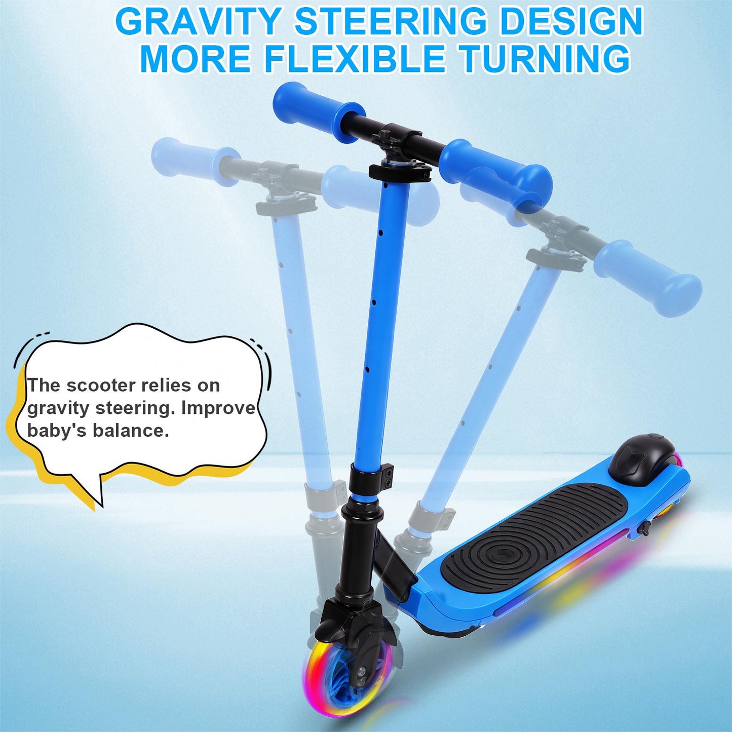 Electric Scooter With Flash Wheels Electric Scooter Foot Brake Mechanical Brake Height Adjustable Portable Electric Scooter With 2 Flash Wheels For Outdoor