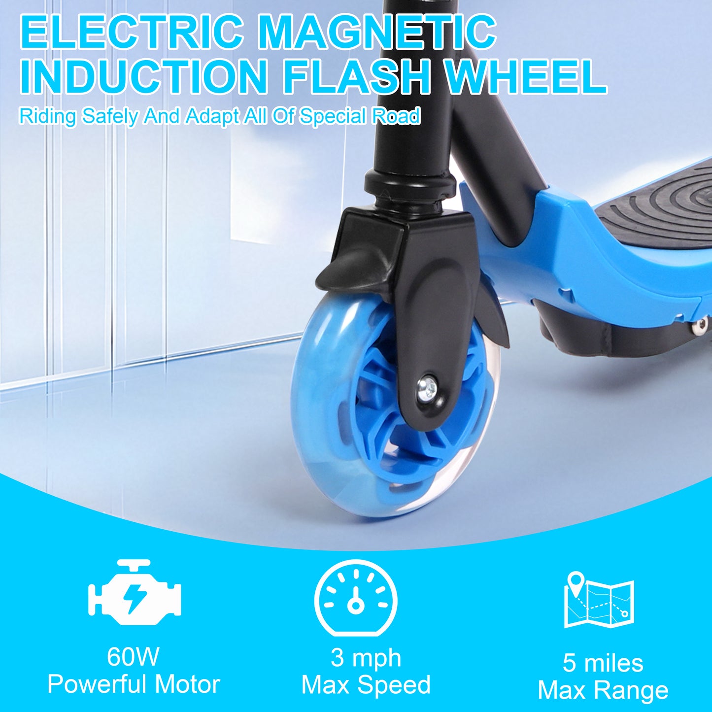 Electric Scooter With Flash Wheels Electric Scooter Foot Brake Mechanical Brake Height Adjustable Portable Electric Scooter With 2 Flash Wheels For Outdoor
