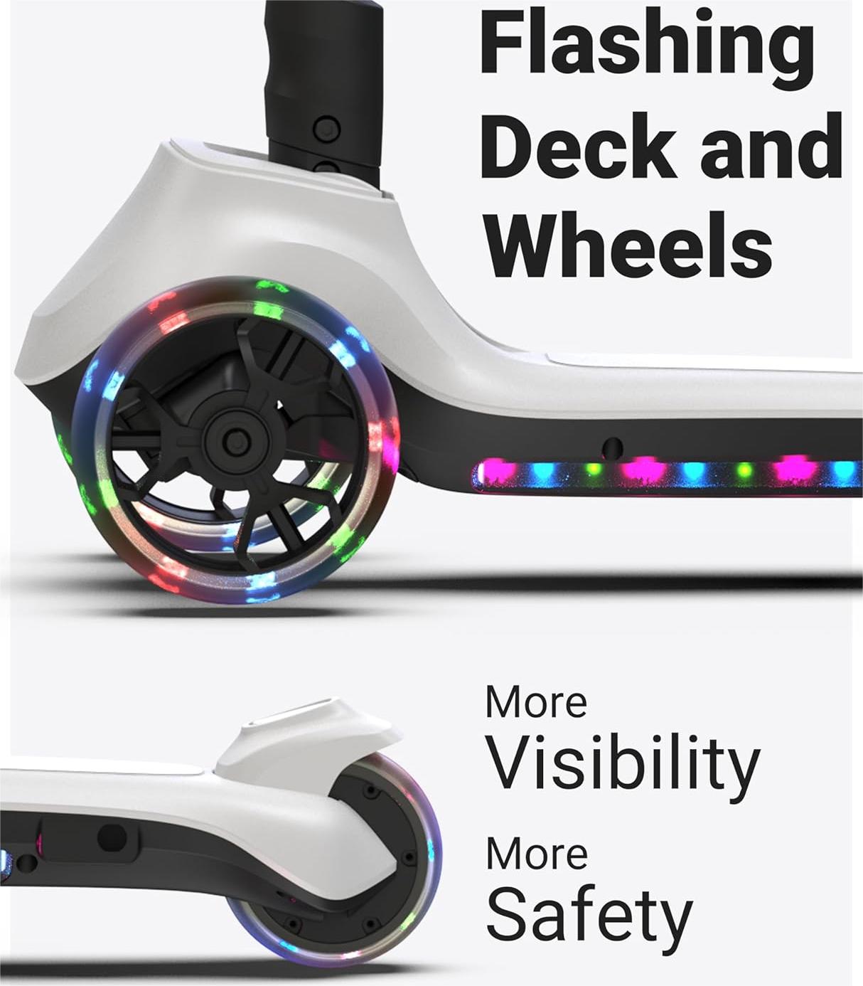 3 Wheels Electric Scooter for Kids, 3 Adjustable Heights Toddler Motorized Scooter with LED Light up Wheels and Pedal, Thumb Throttle, Powerful Motor, Foldable Kids Electric Scooter for Girls Boys