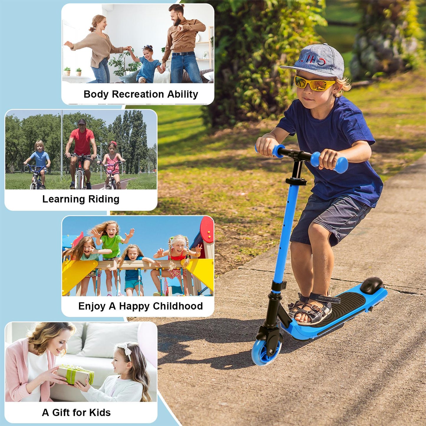 Electric Scooter With Flash Wheels Electric Scooter Foot Brake Mechanical Brake Height Adjustable Portable Electric Scooter With 2 Flash Wheels For Outdoor