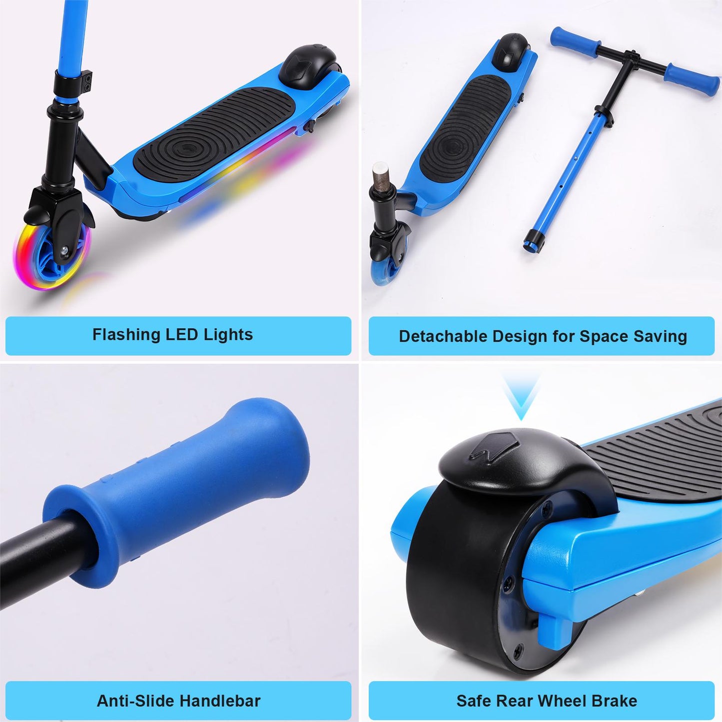 Electric Scooter With Flash Wheels Electric Scooter Foot Brake Mechanical Brake Height Adjustable Portable Electric Scooter With 2 Flash Wheels For Outdoor